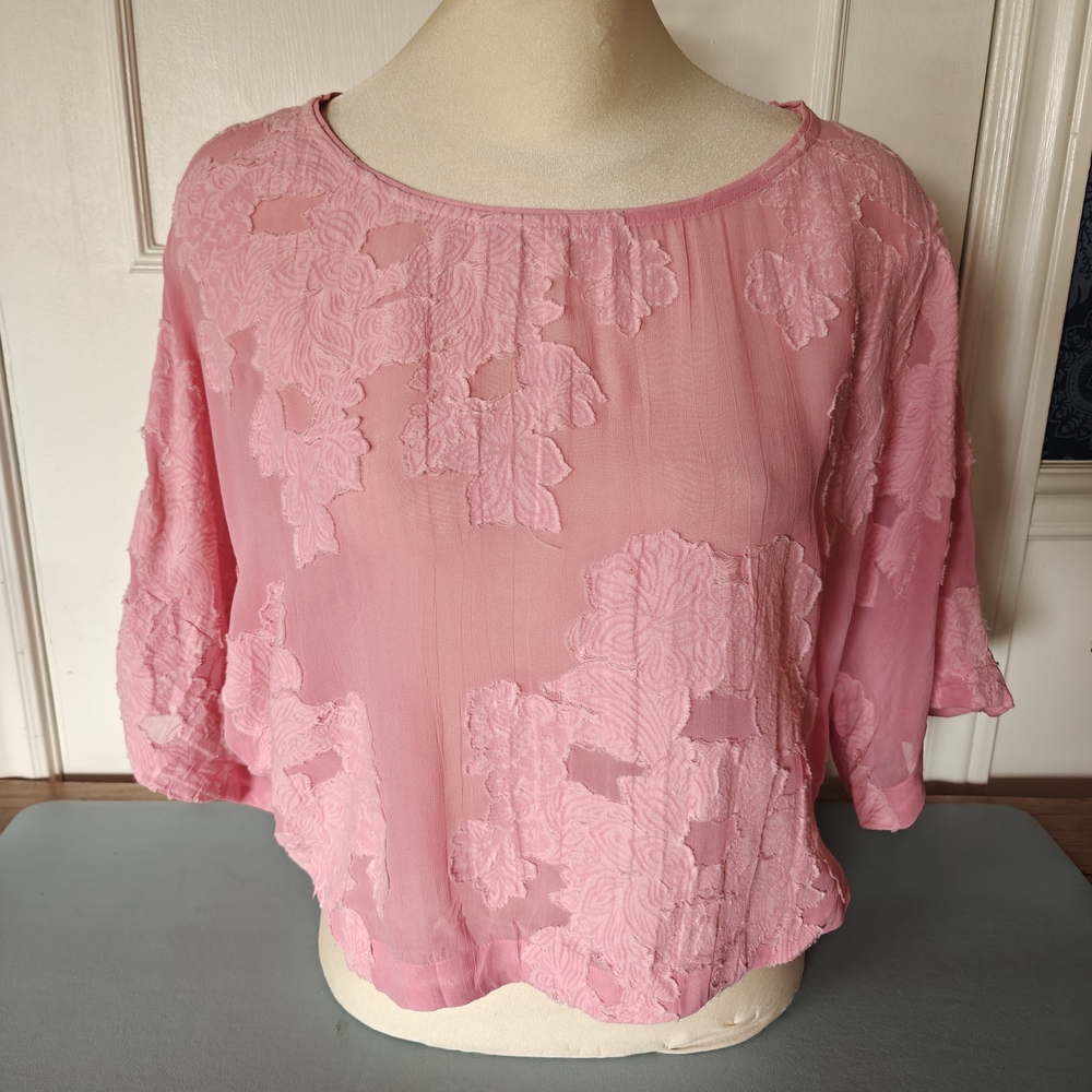 Wilfred Aritzia Blayze Blouse - Sz Sm-Med - Jacquard, Pink Floral, fairy,